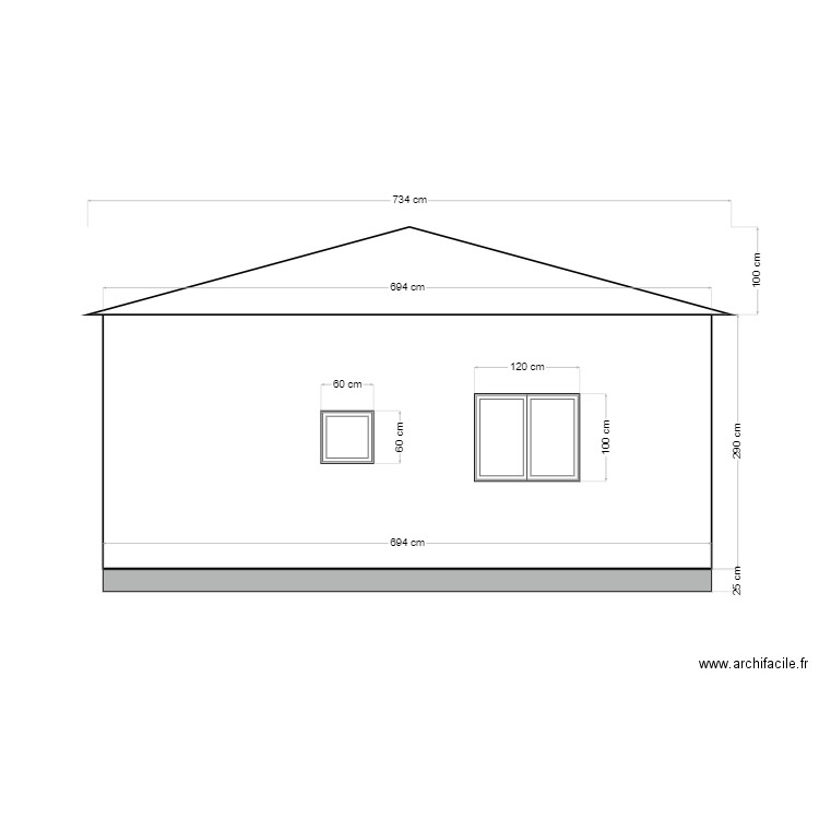 façade ouest. Plan de 0 pièce et 0 m2