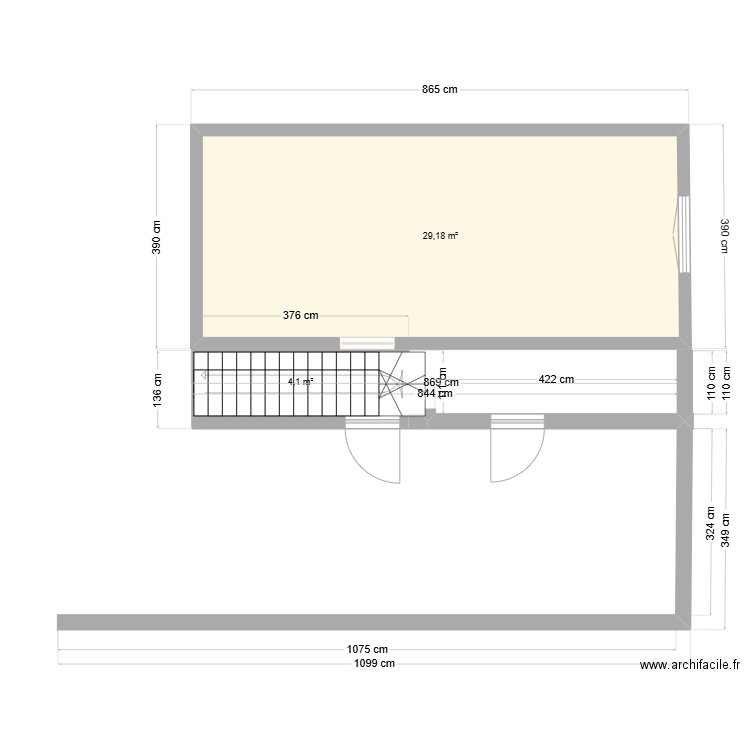 bourrely. Plan de 2 pièces et 33 m2