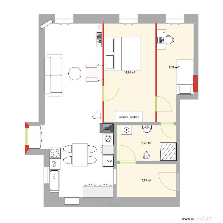 Le Logis projet. Plan de 4 pièces et 36 m2