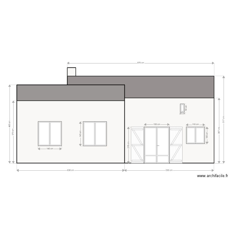 DP4 PLAN FACADE SUD avant travaux. Plan de 0 pièce et 0 m2