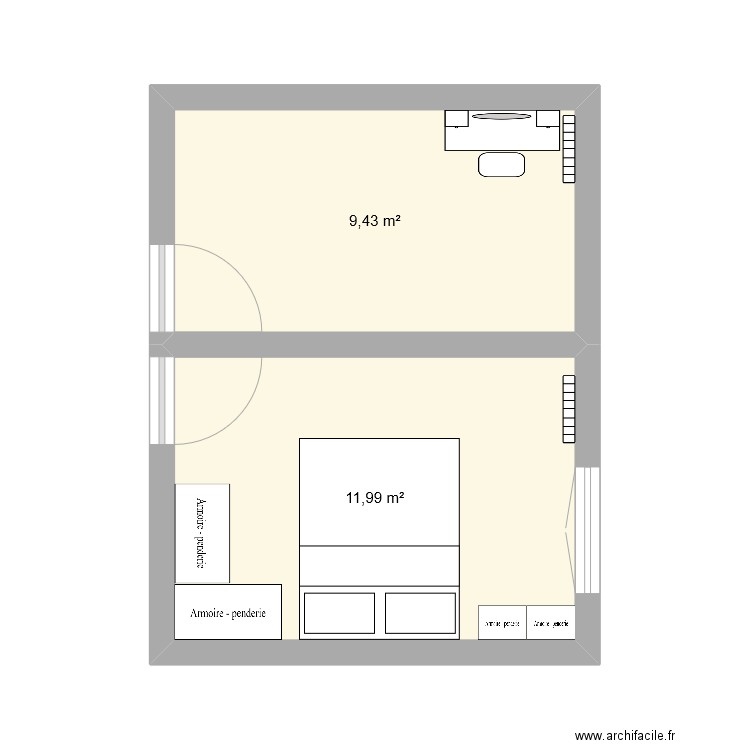 Appartement. Plan de 2 pièces et 21 m2