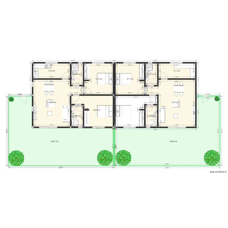 BUNGALOWS  MODIFIE. Plan de 0 pièce et 0 m2