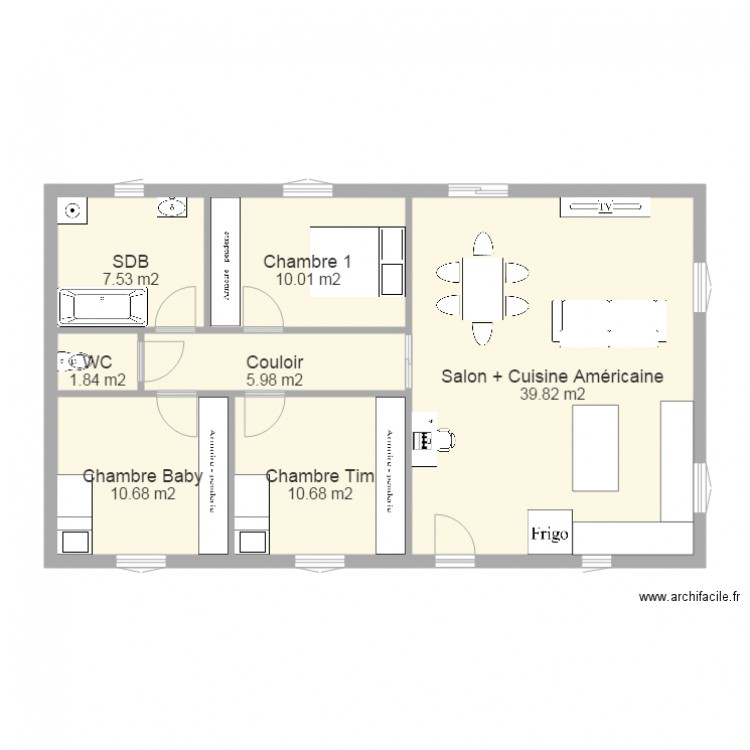 Maison 86m2. Plan de 0 pièce et 0 m2