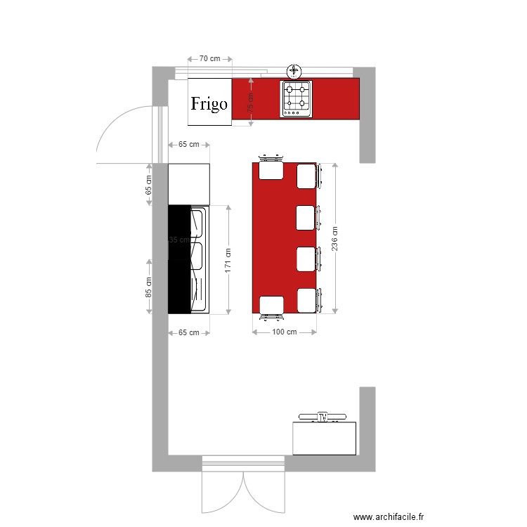 Cuisine. Plan de 0 pièce et 0 m2