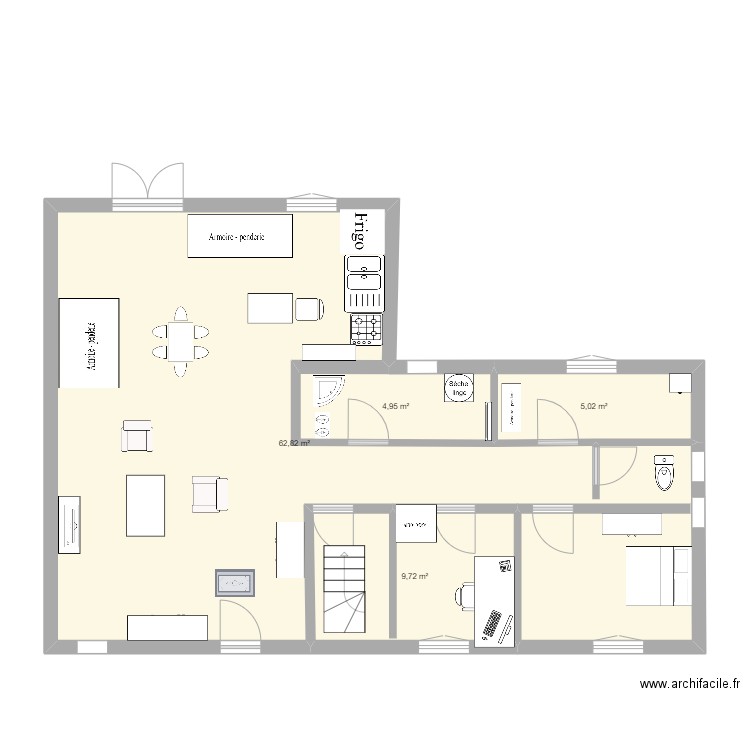 Maison plan stage. Plan de 4 pièces et 83 m2