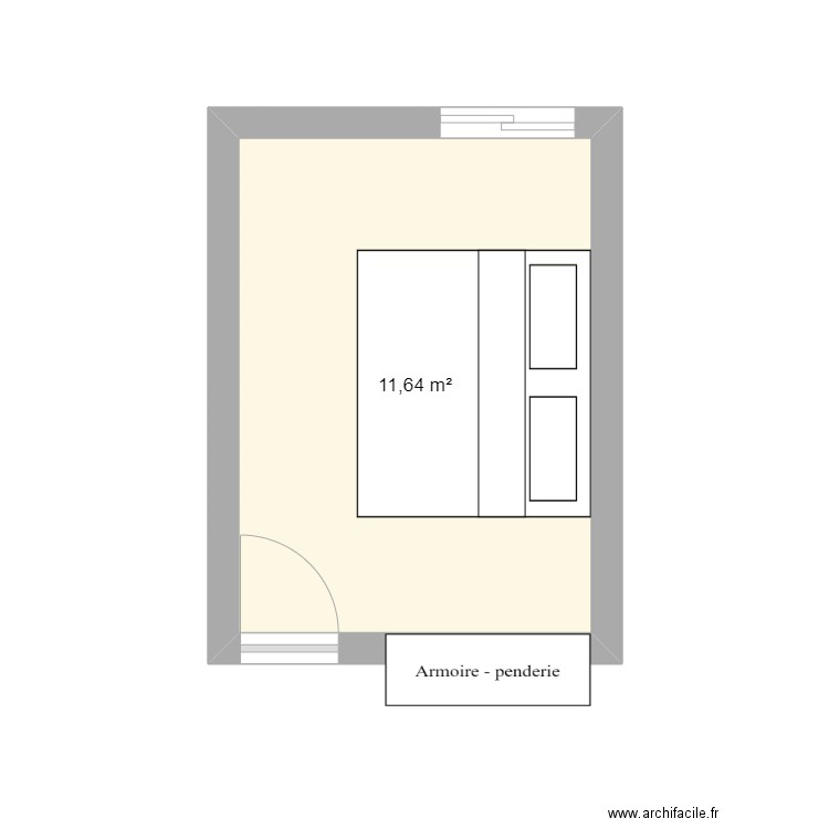 chambre jardin. Plan de 1 pièce et 12 m2