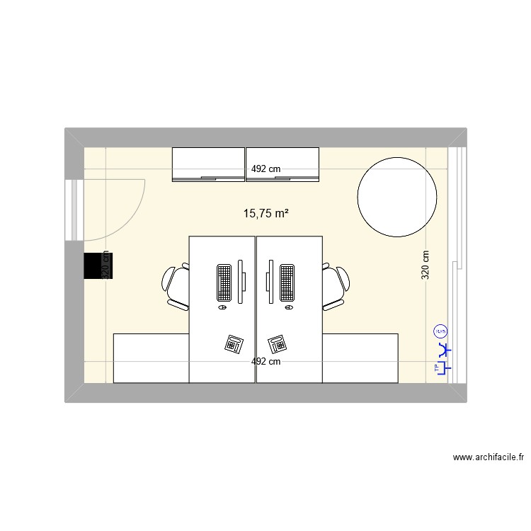 Bureau H1. Plan de 1 pièce et 16 m2