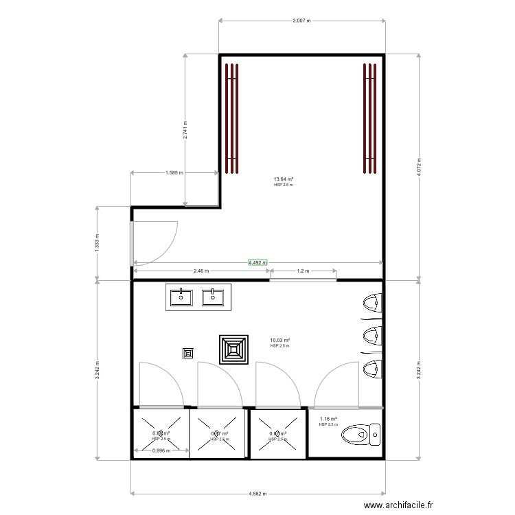 Sanitaire Hommes  Sport. Plan de 0 pièce et 0 m2