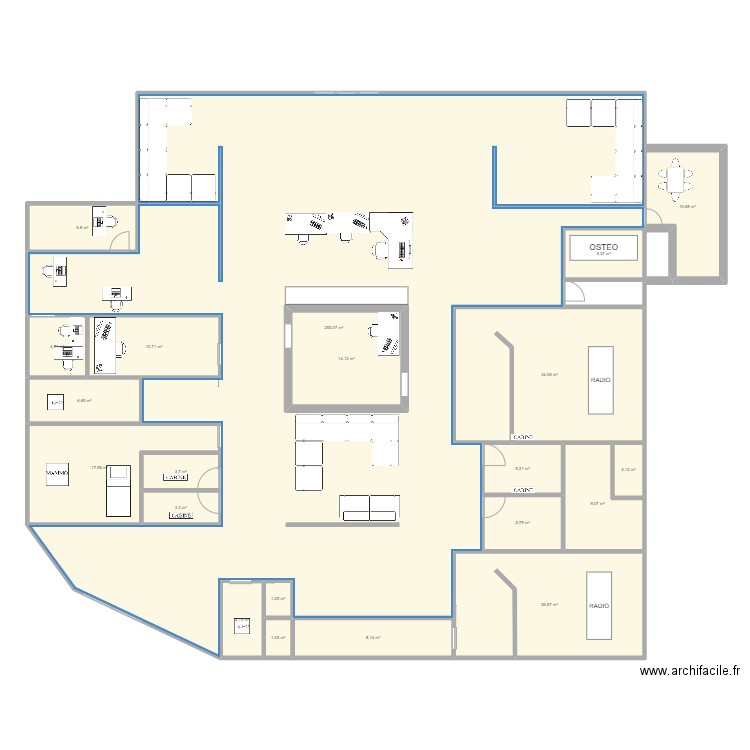 IMPR. Plan de 21 pièces et 453 m2