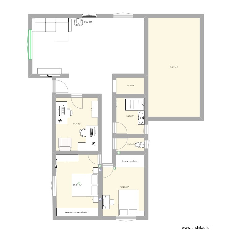 Montréal. Plan de 7 pièces et 73 m2