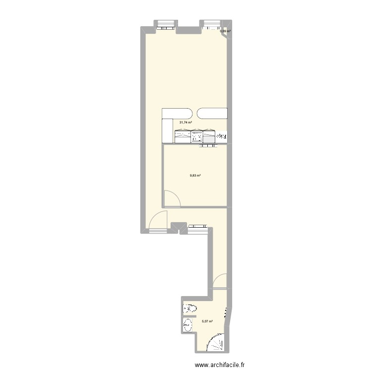 EXISTANT APOLLINE. Plan de 4 pièces et 47 m2