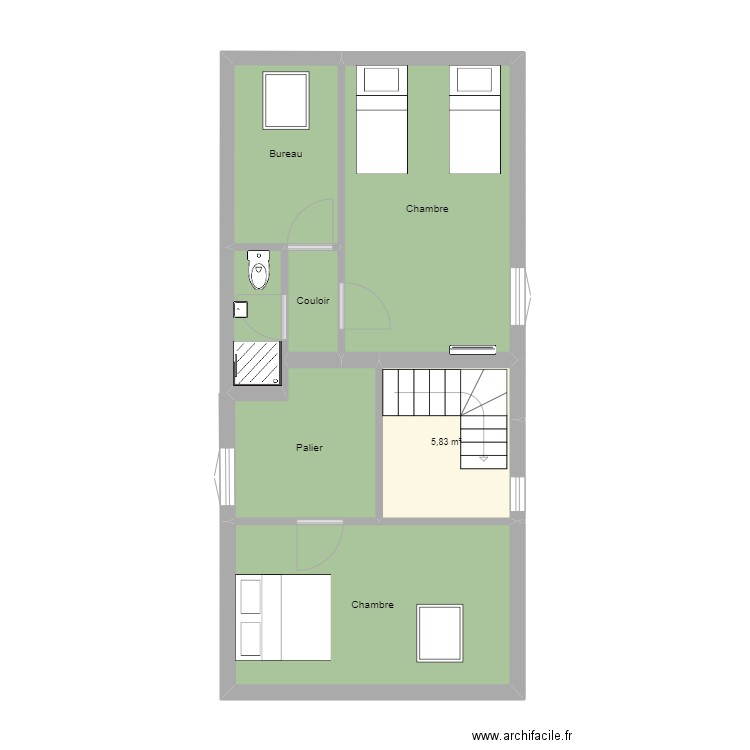 DORDOGNE 1er ETAGE . Plan de 7 pièces et 49 m2