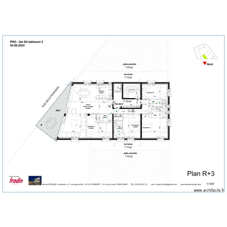 tour carrée R+3. Plan de 0 pièce et 0 m2