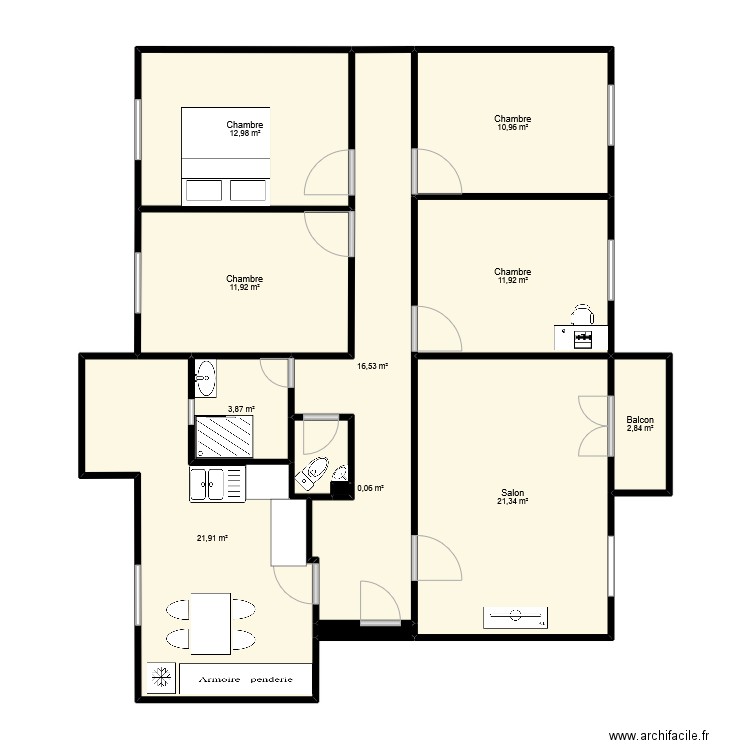 1home. Plan de 11 pièces et 116 m2