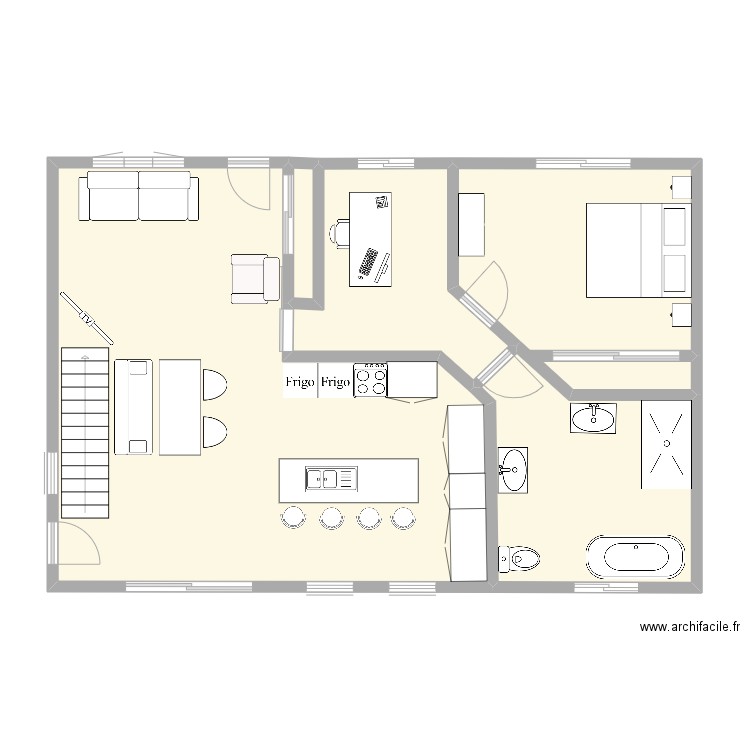 Maison Mathieu meuble. Plan de 5 pièces et 89 m2