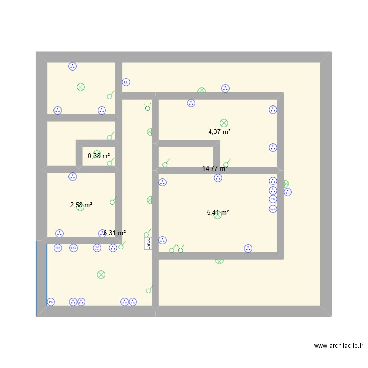 ericka Bm. Plan de 6 pièces et 34 m2