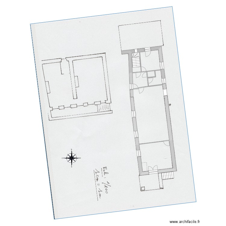 1er grande maison existant . Plan de 4 pièces et 80 m2