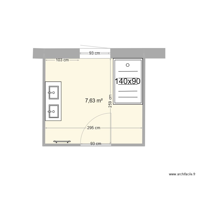 Garbay. Plan de 1 pièce et 8 m2