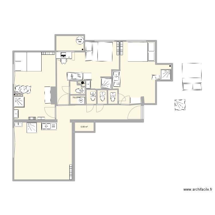 RICHELIEU2 V6. Plan de 4 pièces et 81 m2