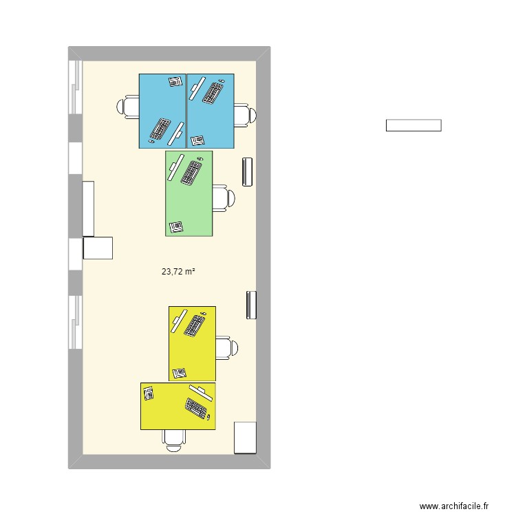 Bureau plaidoyer. Plan de 1 pièce et 24 m2