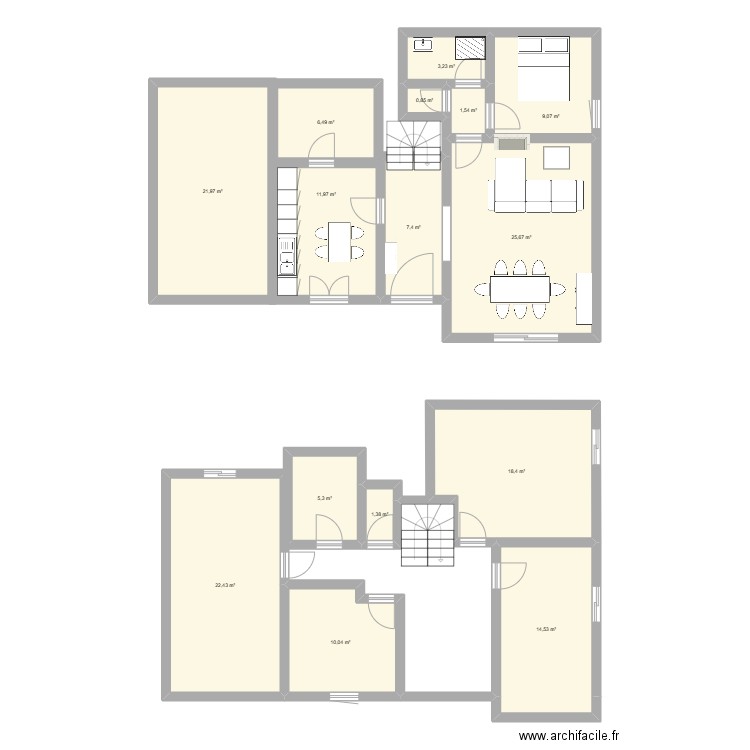 Maison . Plan de 15 pièces et 160 m2