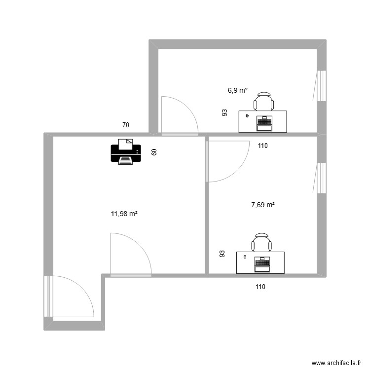 ASTHM. Plan de 3 pièces et 27 m2