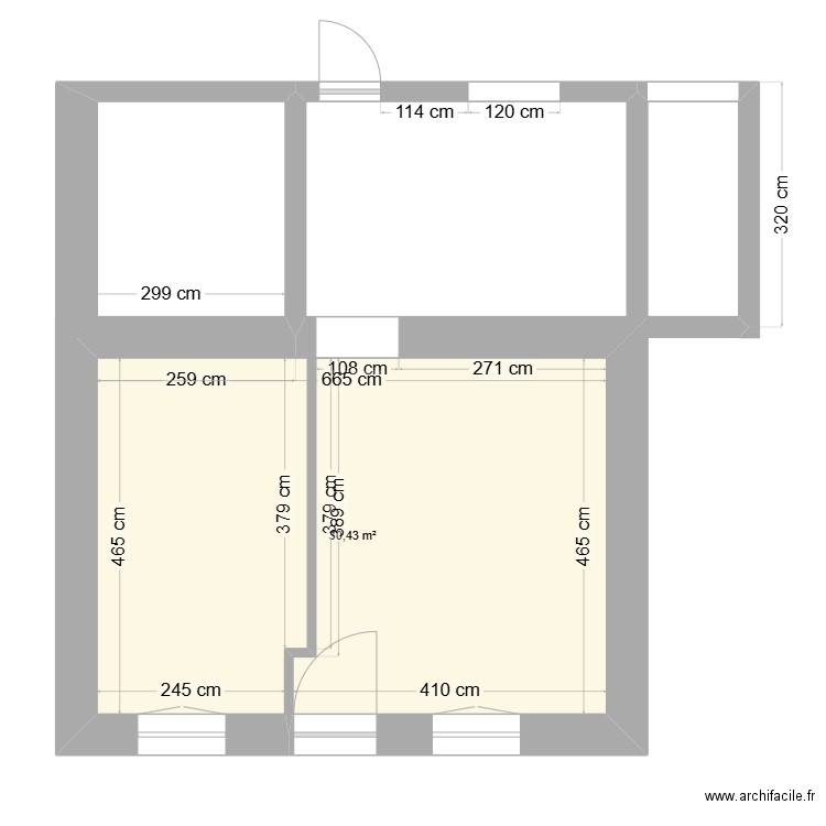 Cabane. Plan de 1 pièce et 30 m2