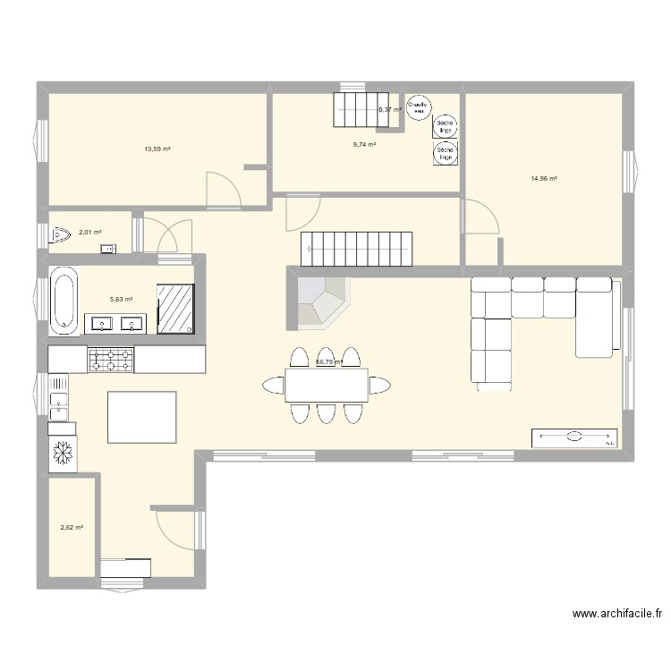 Etat futur 3. Plan de 8 pièces et 116 m2