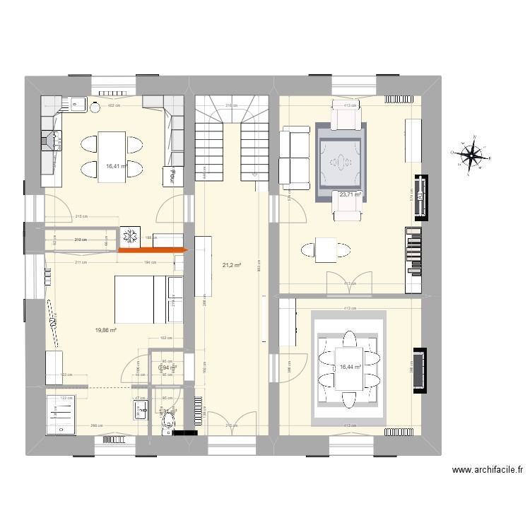 RDC Mouliherne V3. Plan de 7 pièces et 100 m2