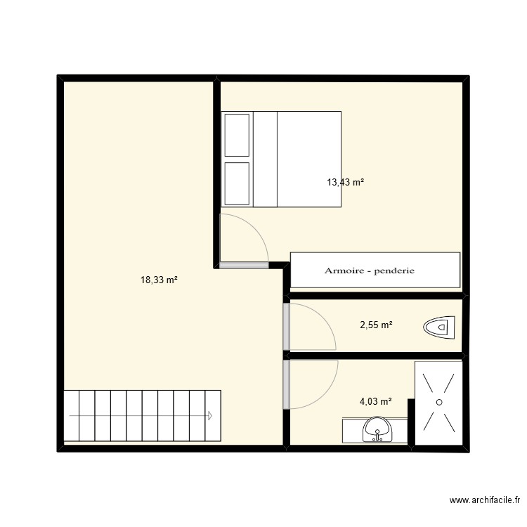 PROJET SALLE DE BAIN HAUT. Plan de 4 pièces et 38 m2