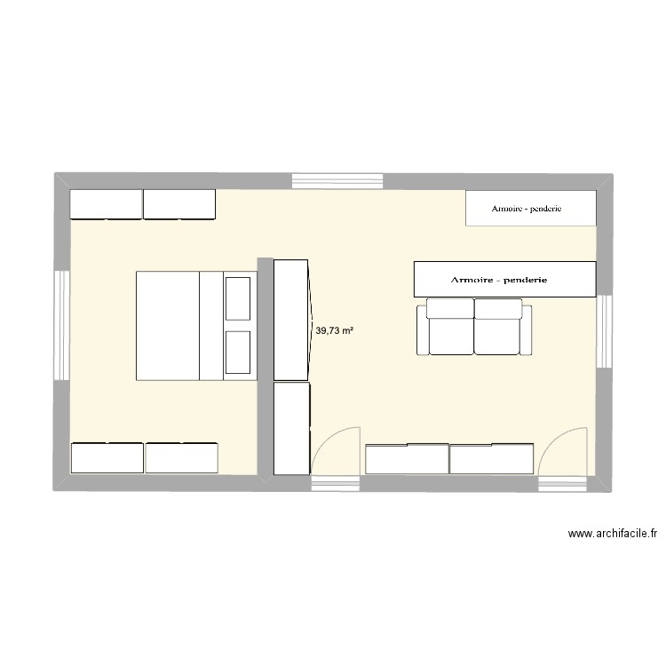 Villers - Etage 3. Plan de 1 pièce et 40 m2