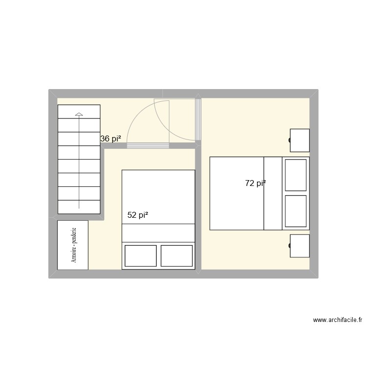 chalet 2eme. Plan de 3 pièces et 15 m2