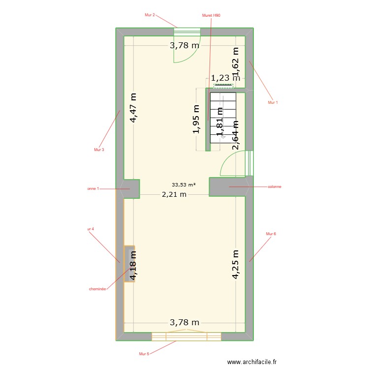 savoie 81 test. Plan de 1 pièce et 34 m2