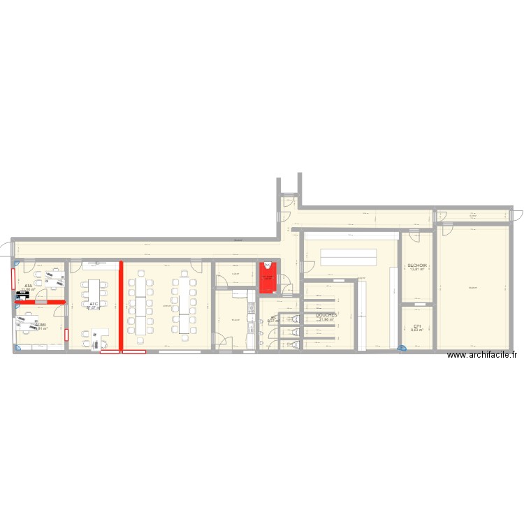 dépôt version 1. Plan de 17 pièces et 344 m2