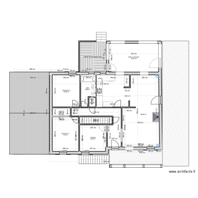 maison étage. Plan de 22 pièces et 293 m2