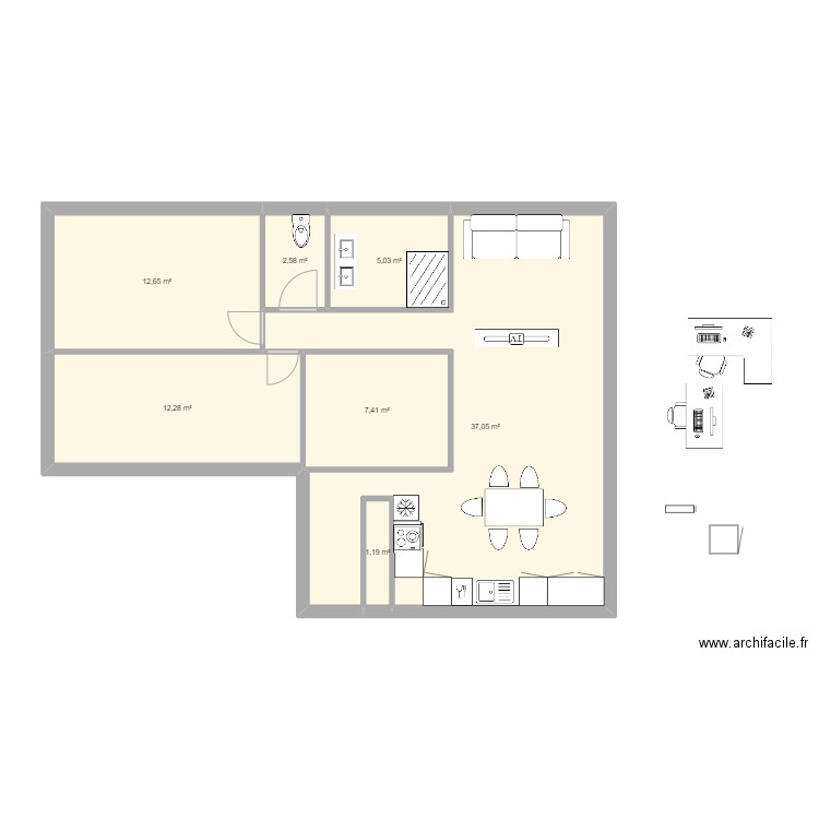 Saint martin de seignanx. Plan de 7 pièces et 78 m2