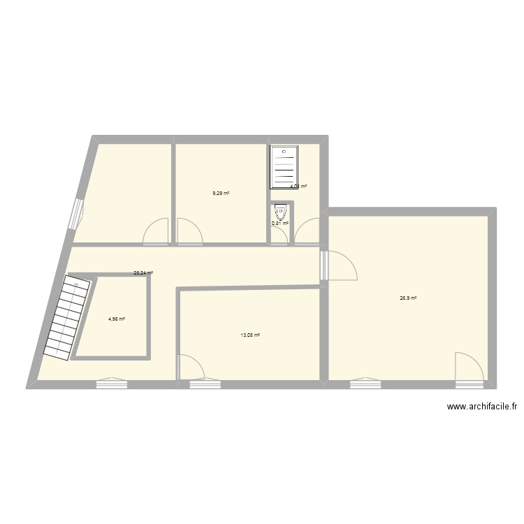 maison st paul 1 er. Plan de 7 pièces et 90 m2