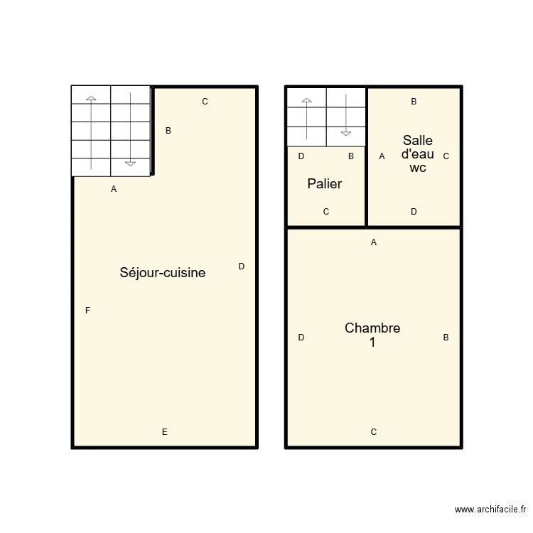 QUIMPER FABRE BOURG LES BOURGS. Plan de 5 pièces et 25 m2