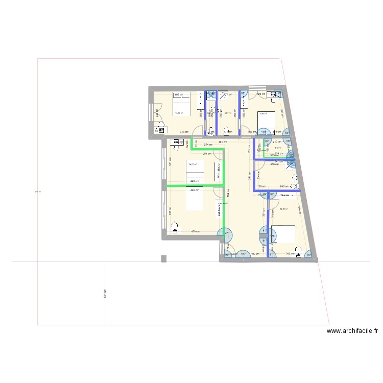 palaiseau terrain 350ke rdc+masse provisoire. Plan de 9 pièces et 125 m2