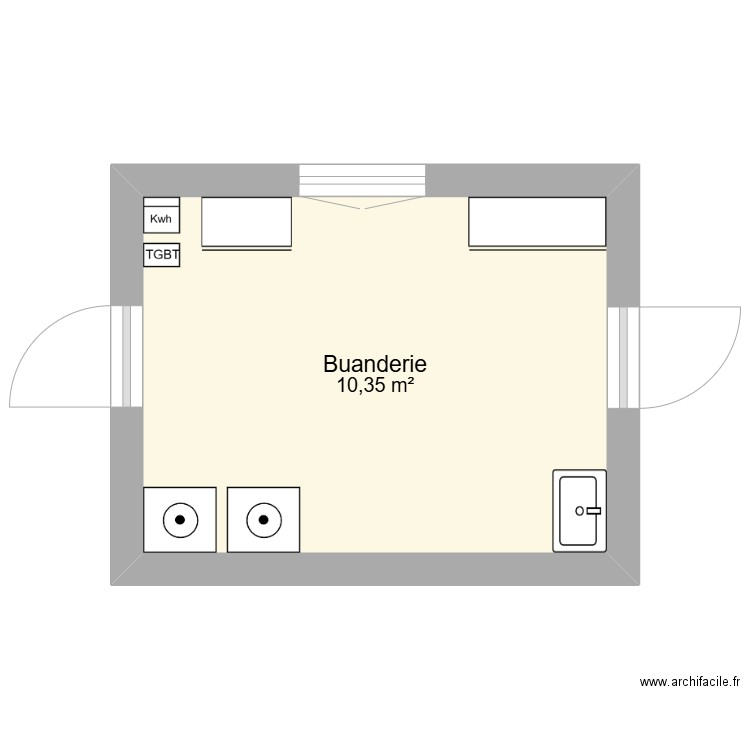 chardonnet buanderie. Plan de 1 pièce et 10 m2