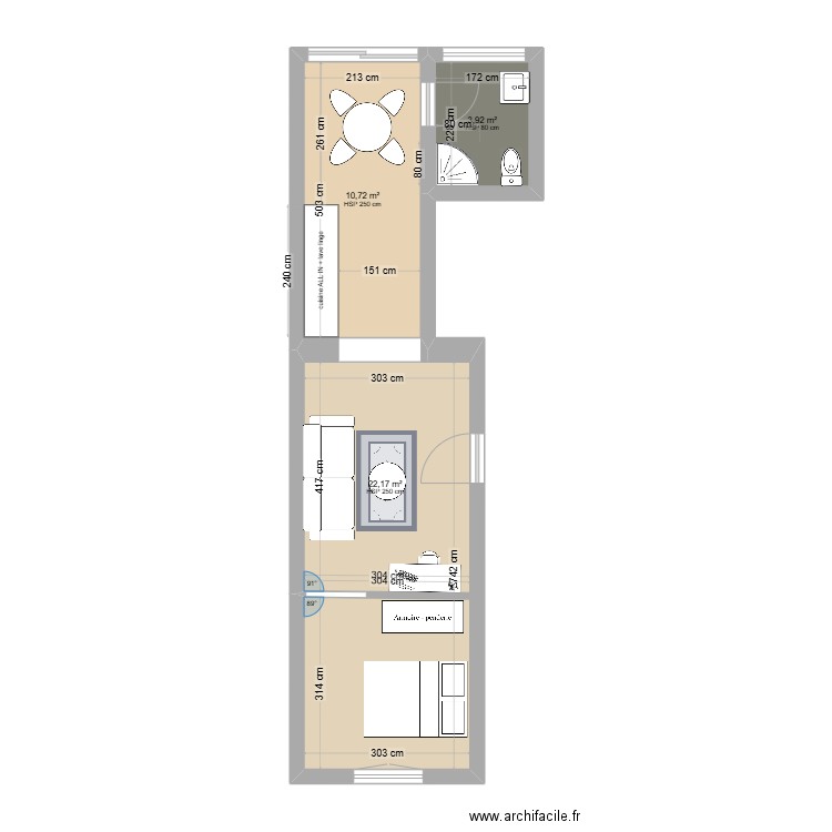 SCI IENA Lydie. Plan de 3 pièces et 37 m2