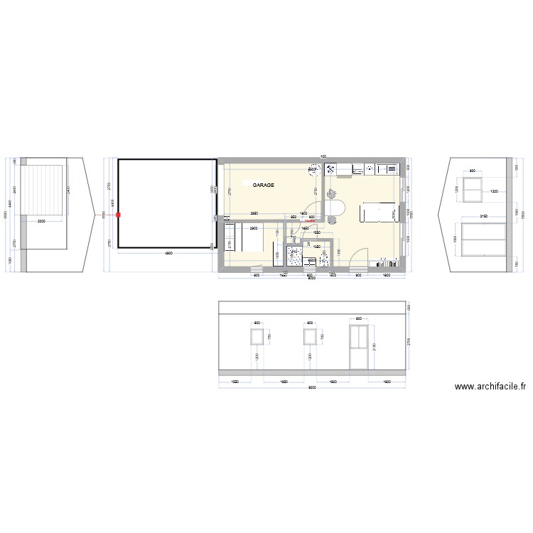 garage reseaux. Plan de 1 pièce et 41 m2