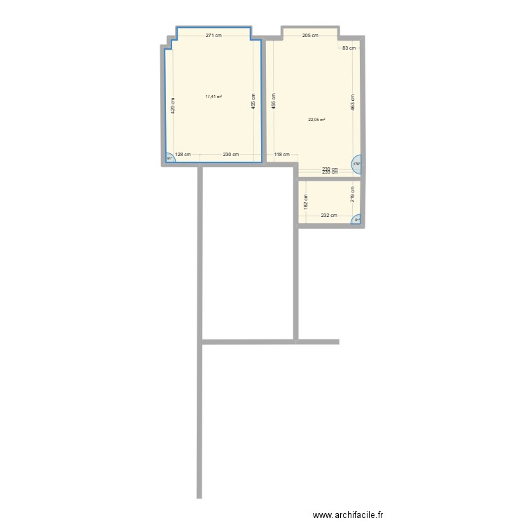 49A Crestmont. Plan de 2 pièces et 39 m2