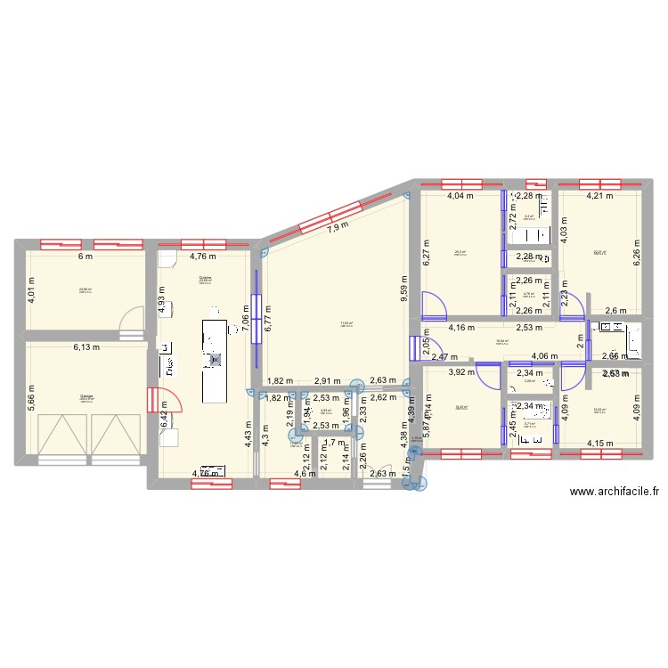 Maison de rêve. Plan de 17 pièces et 326 m2