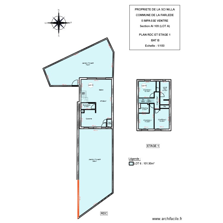 SCI NILLA BAT B. Plan de 15 pièces et 280 m2