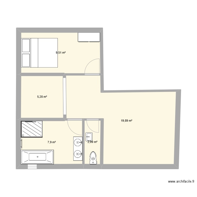 1er etage talonnerie 2025. Plan de 5 pièces et 45 m2