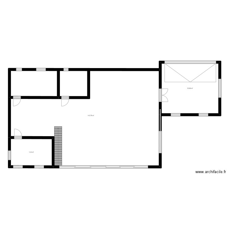 masion1 etage . Plan de 3 pièces et 190 m2