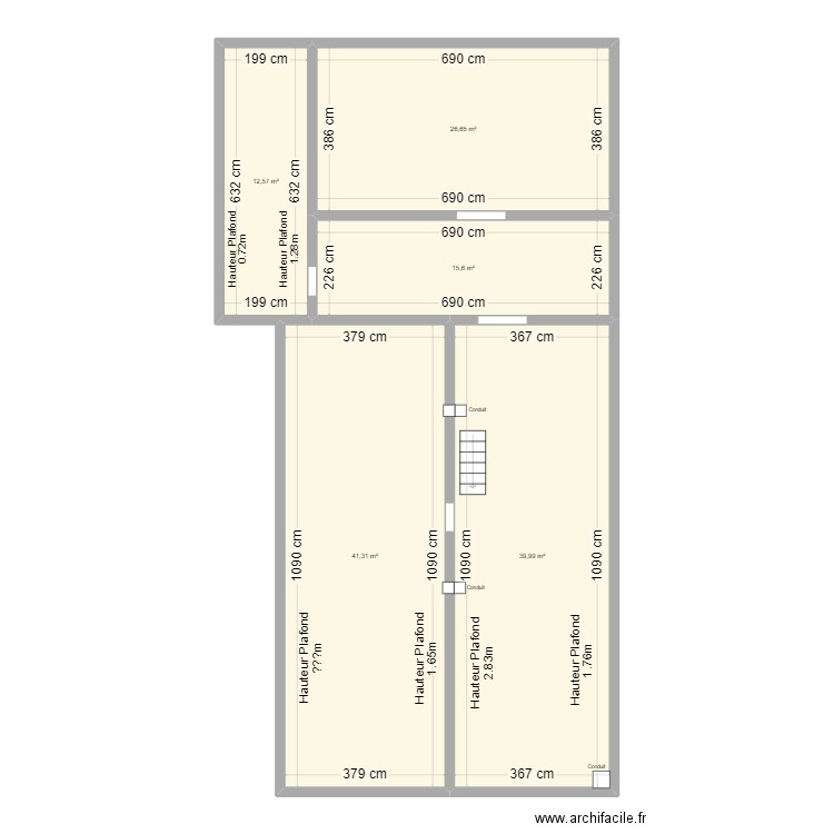 Collège Combles V1. Plan de 5 pièces et 136 m2