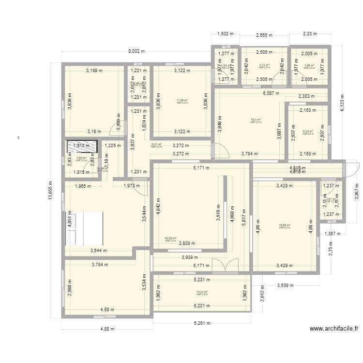 PLAN VILLA CENT  MANGUIER . Plan de 15 pièces et 170 m2