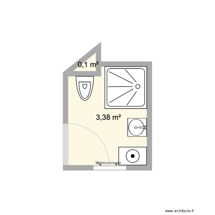 Van haelen sdb. Plan de 2 pièces et 3 m2